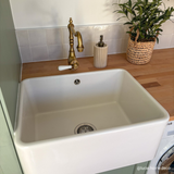 Évier timbre d'office céramique blanc Sanindusa FARMHOUSE XS 1 bac 590x458