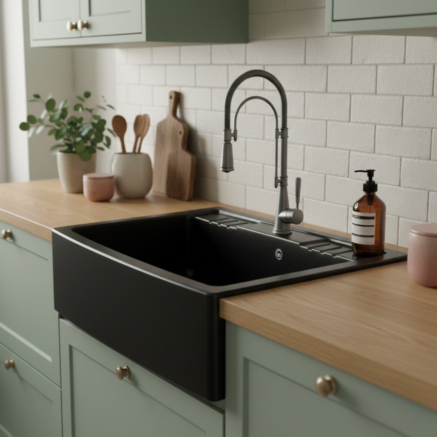 Évier timbre d'office granit noir FOCA 1 bac