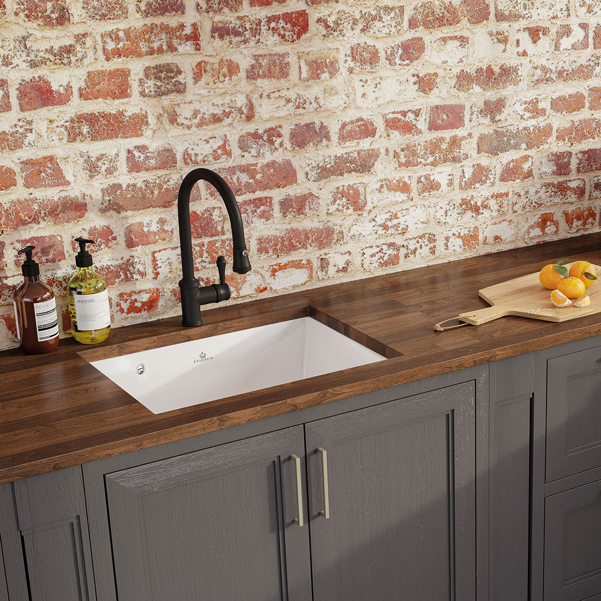 Vidage manuel 1 bac CUIPD123 pour évier céramique CISTERNA et FELIX - Siphon gain de place