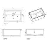 Évier céramique noir FELIX 1 bac 760x460 mm - sans trop plein