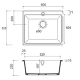 Évier sous-plan céramique blanc FELIX 1 bac 600x510