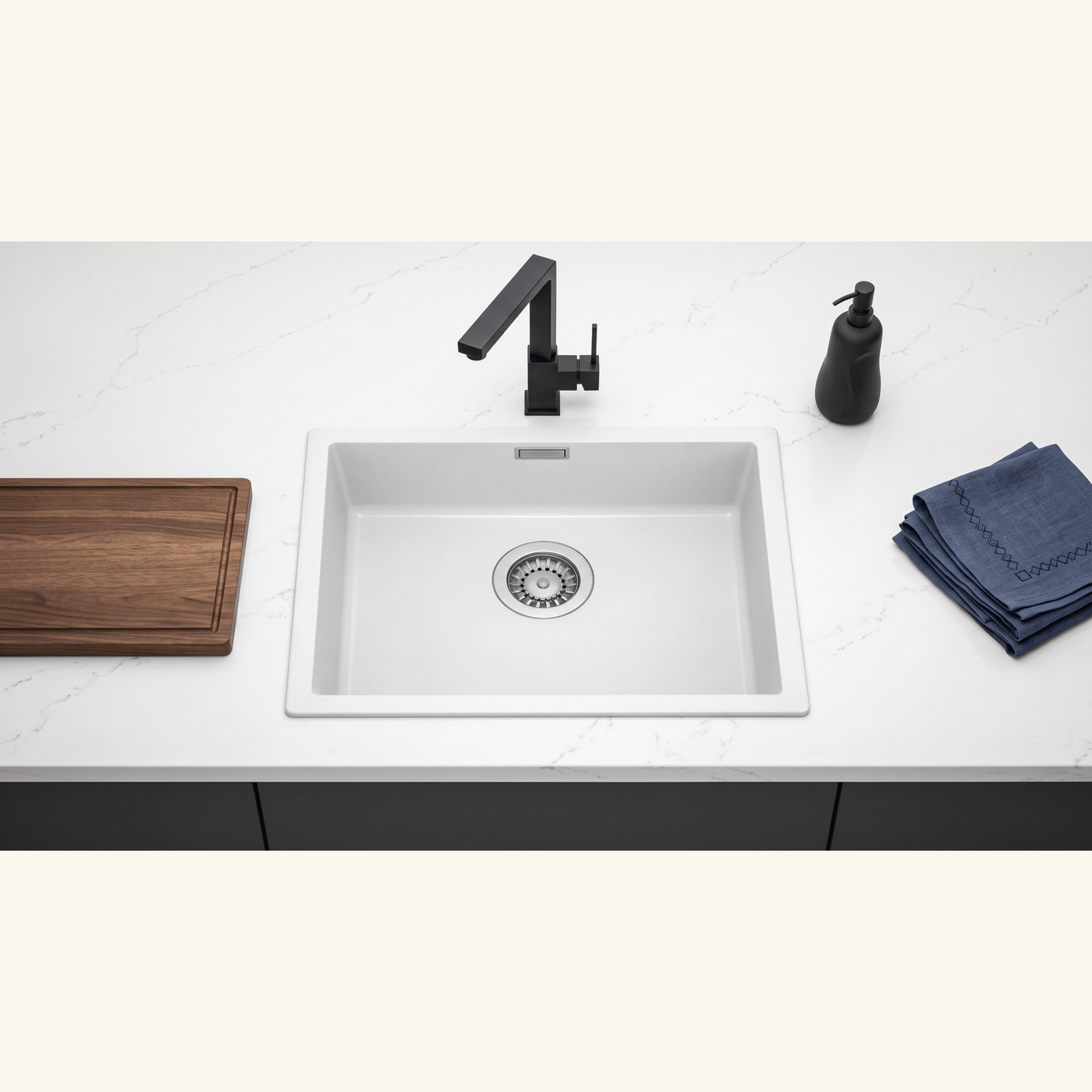 Évier résine blanc JONAS 1 bac 540x440