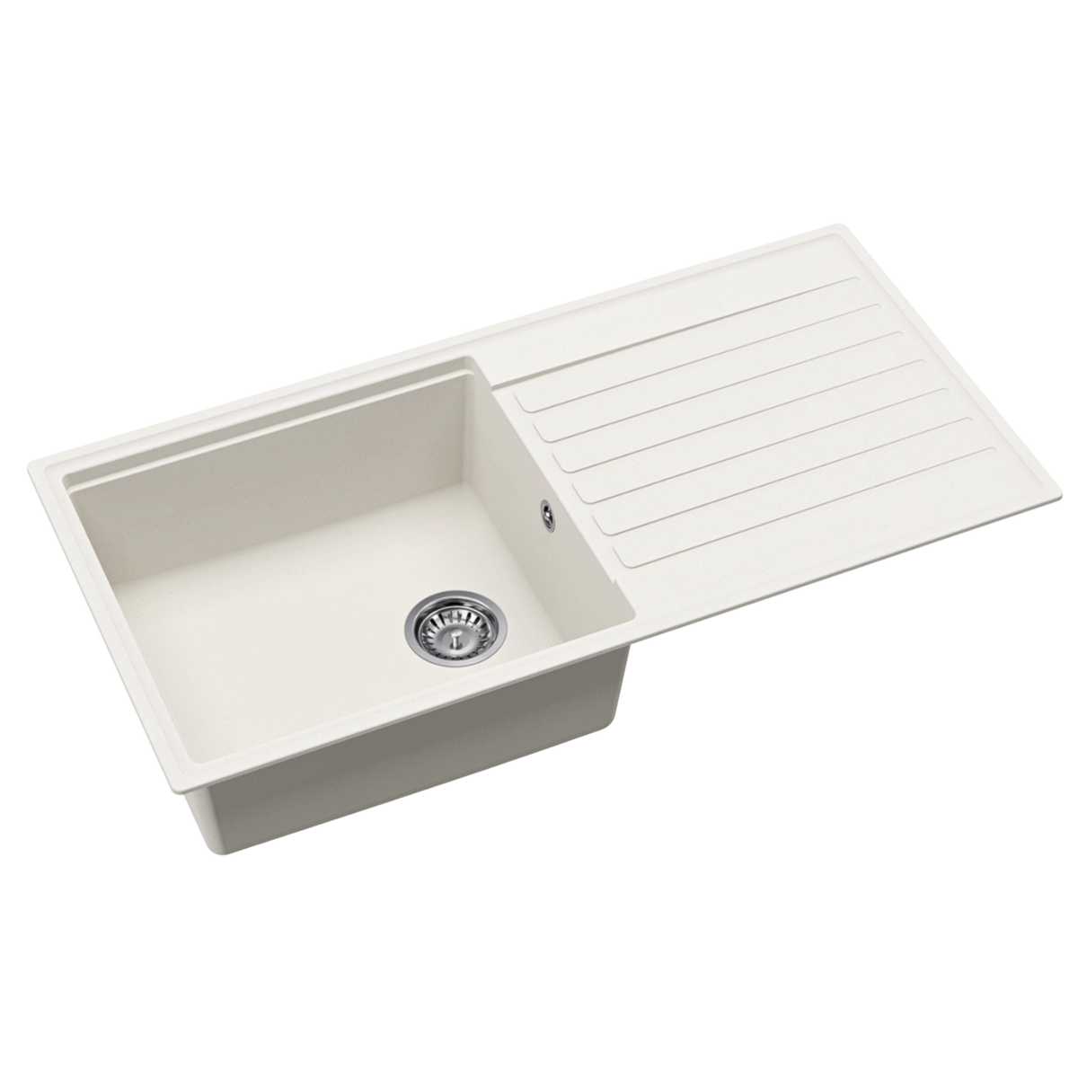 Evier granit blanc Helika KOPA 1 grand bac 1 égouttoir