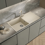 Evier granit beige Helika KOPA 1 grand bac 1 égouttoir