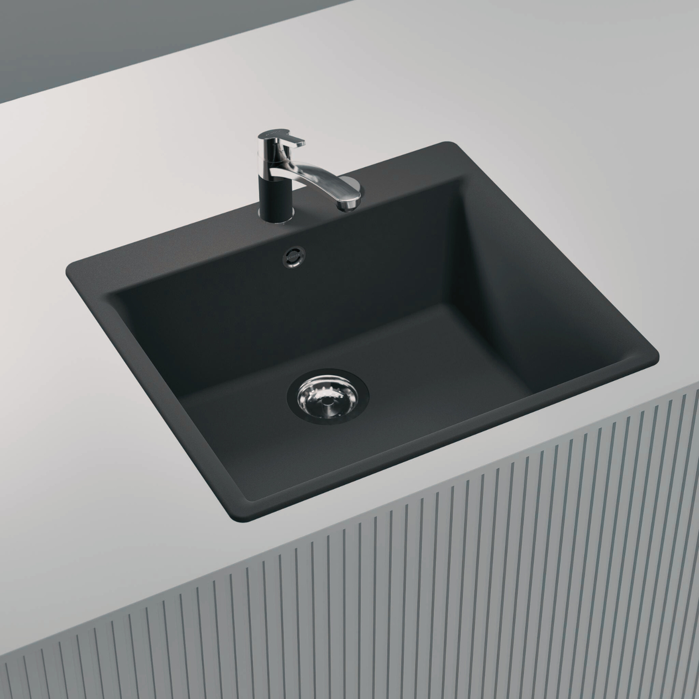 Évier granit noir Schock KAZU 1 grand bac  600x530