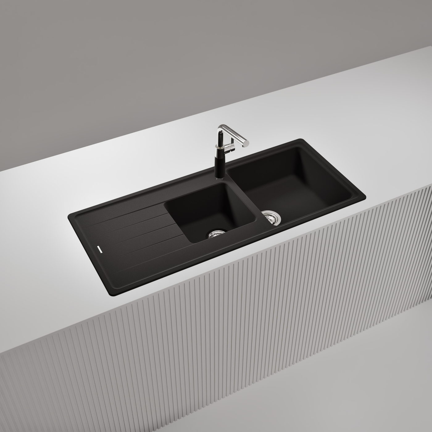 Évier granit noir Schock ELEMENT 2 bacs 1 égouttoir