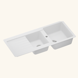 Évier granit blanc Schock LEDIS 2 bacs 1 égouttoir