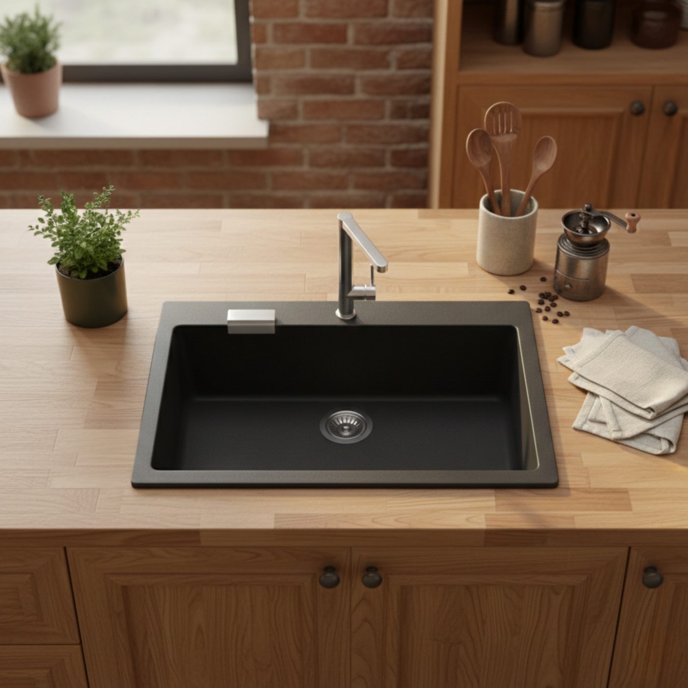 Évier granit noir Schock LOKTI 1 bac 790x500