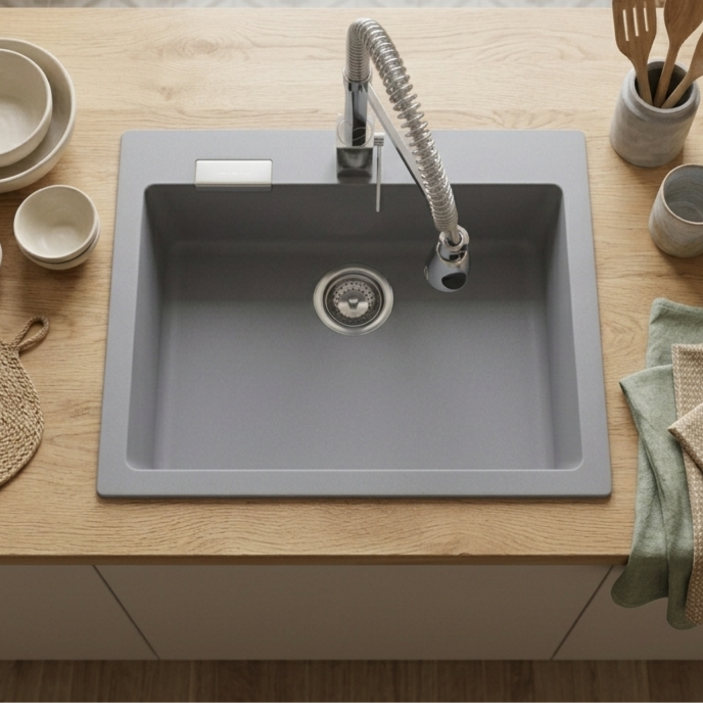 Évier granit gris Schock LOKTI 1 bac 790x500