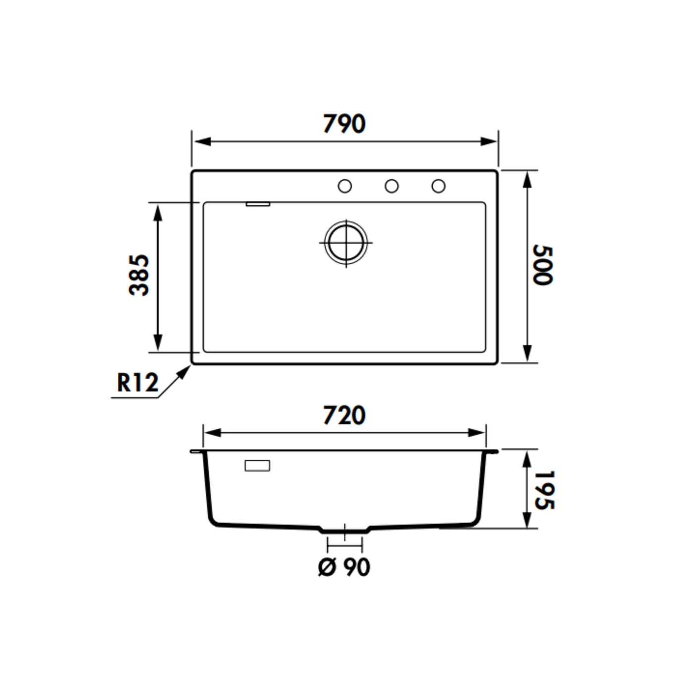 Évier granit blanc Schock LOKTI 1 bac 790x500