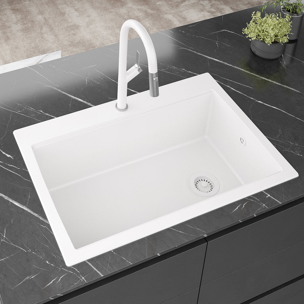 Evier granit Turtl LARGUS blanc 1 bac XL 840x560