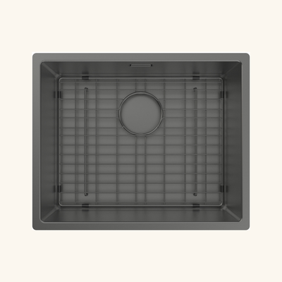 Évier à encastrer ou sous-plan inox PVD noir métallisé MAYA 1 bac 540x440 avec grille