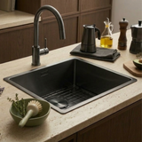 Évier à encastrer inox noir métallisé MAYA 1 bac 540x440 - Grille évier incluse