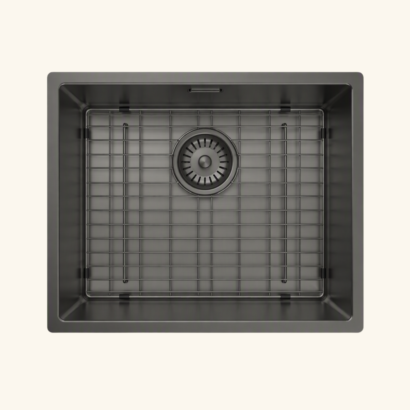Évier à encastrer ou sous-plan inox PVD noir métallisé MAYA 1 bac 540x440 avec grille