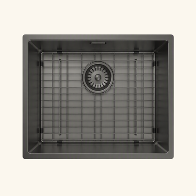 Évier à encastrer ou sous-plan inox PVD noir métallisé MAYA 1 bac 540x440 avec grille