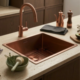 Évier à encastrer inox cuivre MAYA 1 bac 540x440 - Grille évier incluse