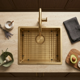 Évier à encastrer inox doré MAYA 1 bac 540x440 - Grille évier incluse