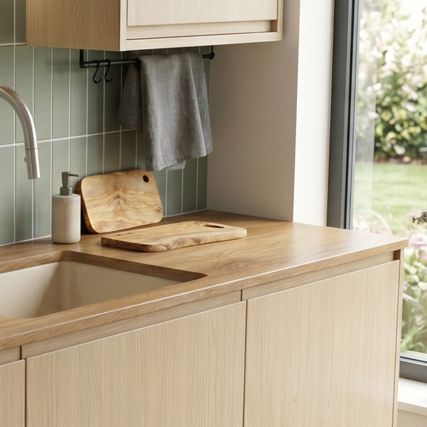 Évier sous-plan granit beige Luisina MAELLA 1 bac 456x456