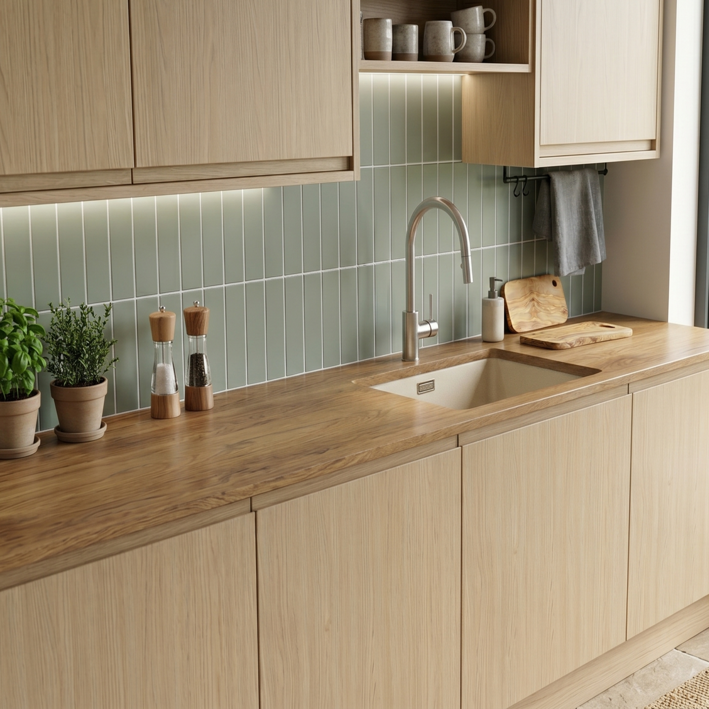 Évier sous-plan granit beige Luisina MAELLA 1 bac 556x456