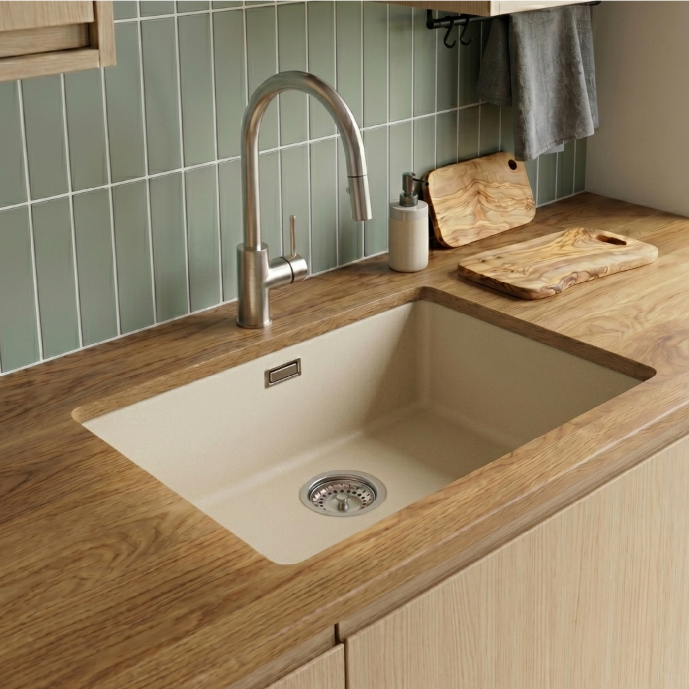 Évier sous-plan granit beige Luisina MAELLA 1 bac 750x455