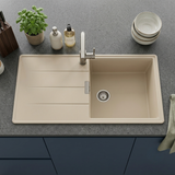 Evier granit beige Luisina MAELLA 1 grand bac 1 égouttoir