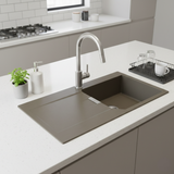 Évier granit taupe Schock MANHATTAN 1 grand bac 1 égouttoir