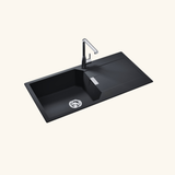 Évier granit noir Schock MANHATTAN 1 grand bac 1 égouttoir