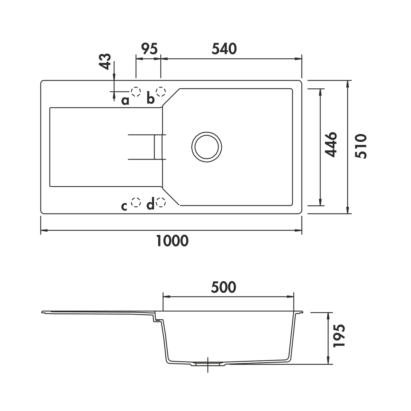 Évier granit taupe Schock MANHATTAN 1 grand bac 1 égouttoir