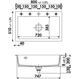 Évier céramique blanc brillant Systemceram MERA 1 bac 800x510 mm