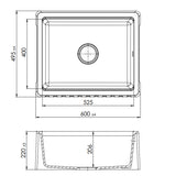 Évier timbre d´office sous-plan Kümbad NORA granit blanc 1 bac