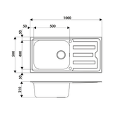 Évier inox lisse Luisina NUANCE 1 grand bac 1 égouttoir