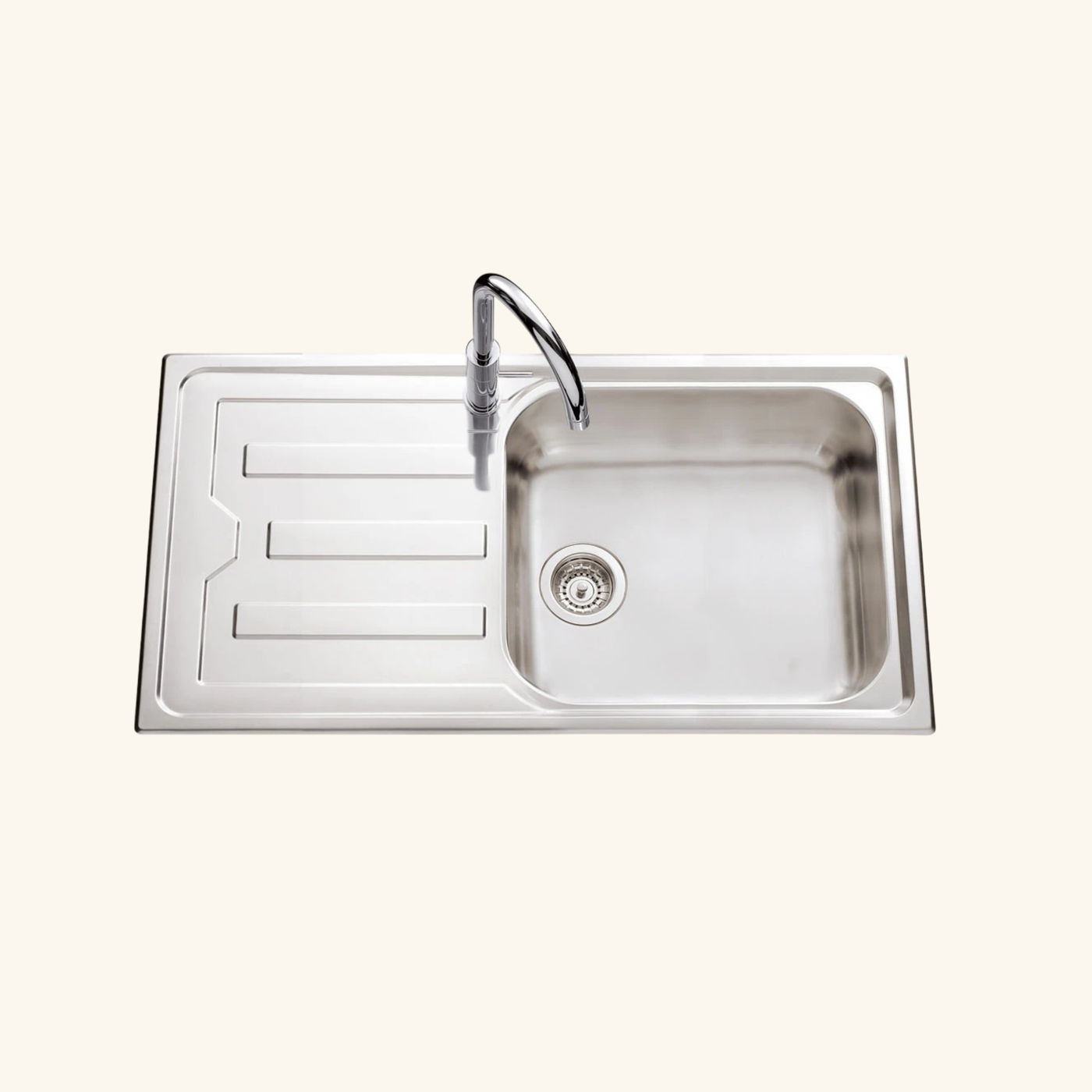 Évier inox lisse Luisina NUANCE 1 grand bac 1 égouttoir