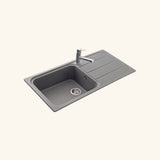 Évier granit gris Ewi OGLIO 1 grand bac 1 égouttoir