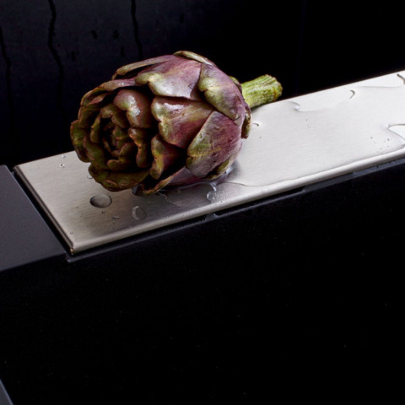 Évier résine noir PLUTON 2 bacs 1 égouttoir avec plaque