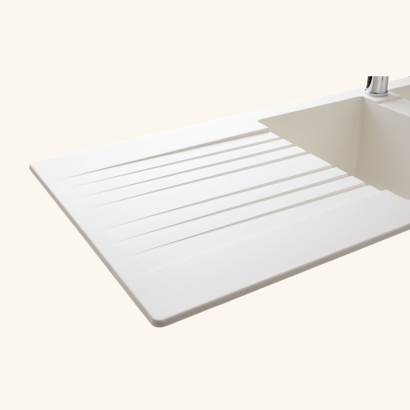 Évier résine blanc PLUTON 2 bacs 1 égouttoir