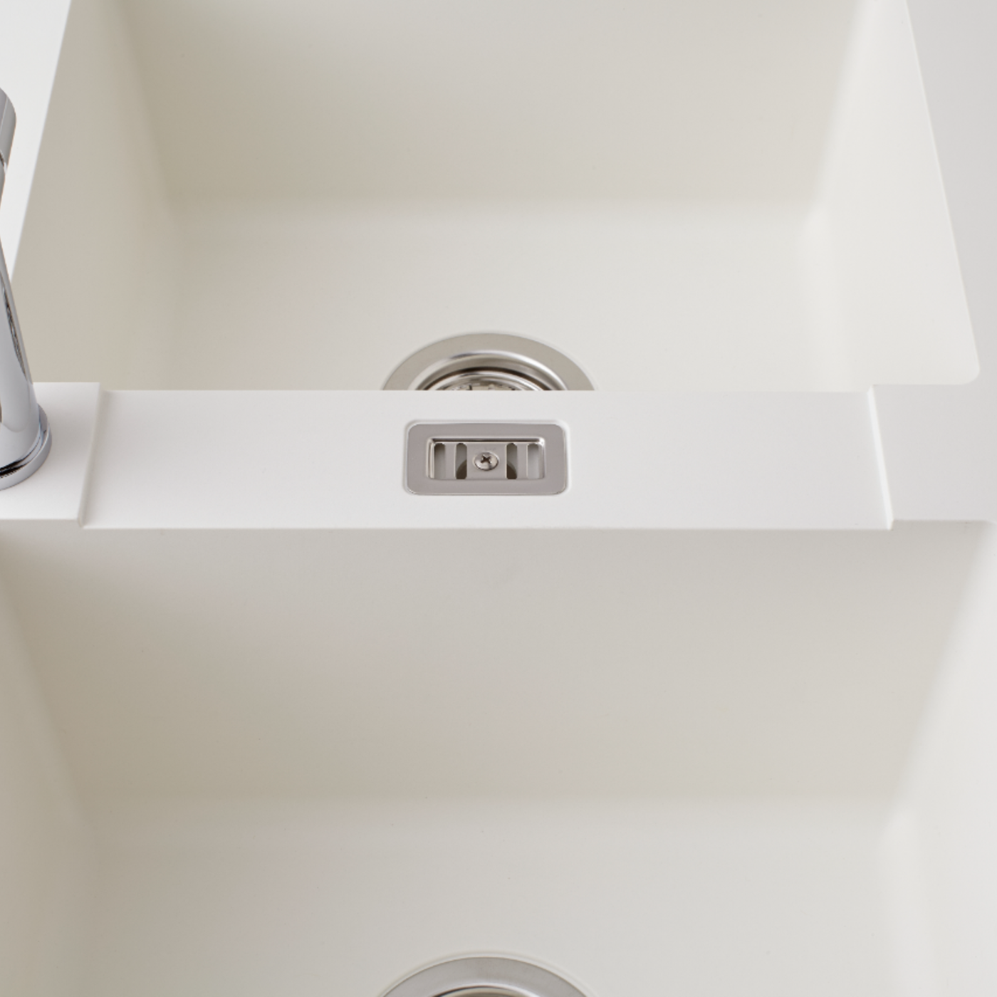 Évier résine blanc PLUTON 2 bacs 1 égouttoir