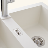 Évier résine blanc PLUTON 2 bacs 1 égouttoir