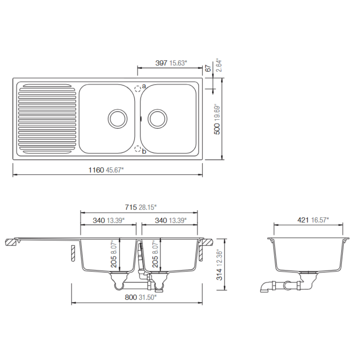 Évier granit noir Schock REGALA 2 bacs 1 égouttoir