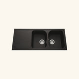 Évier granit noir profond Schock REGALA 2 bacs 1 égouttoir