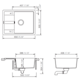 Evier granit noir profond Shock RONDA 1 grand bac - 1 petit égouttoir