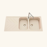 Évier granit beige Luisina ARPEGE 2 bacs 1 égouttoir