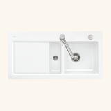 Evier céramique blanc Villeroy & Boch SUBWAY PURE 1 bac et demi - égouttoir gauche