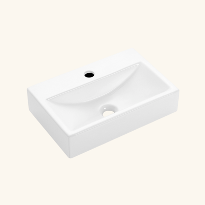 Vasque salle de bain céramique blanc à poser 1 bac 450x300