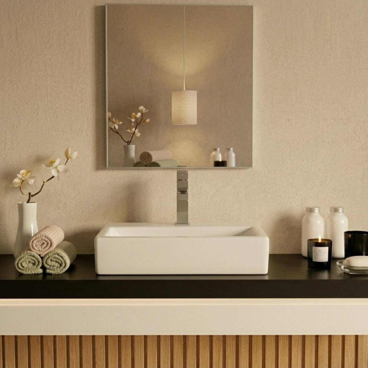 Vasque salle de bain céramique blanc à poser 1 bac 450x300