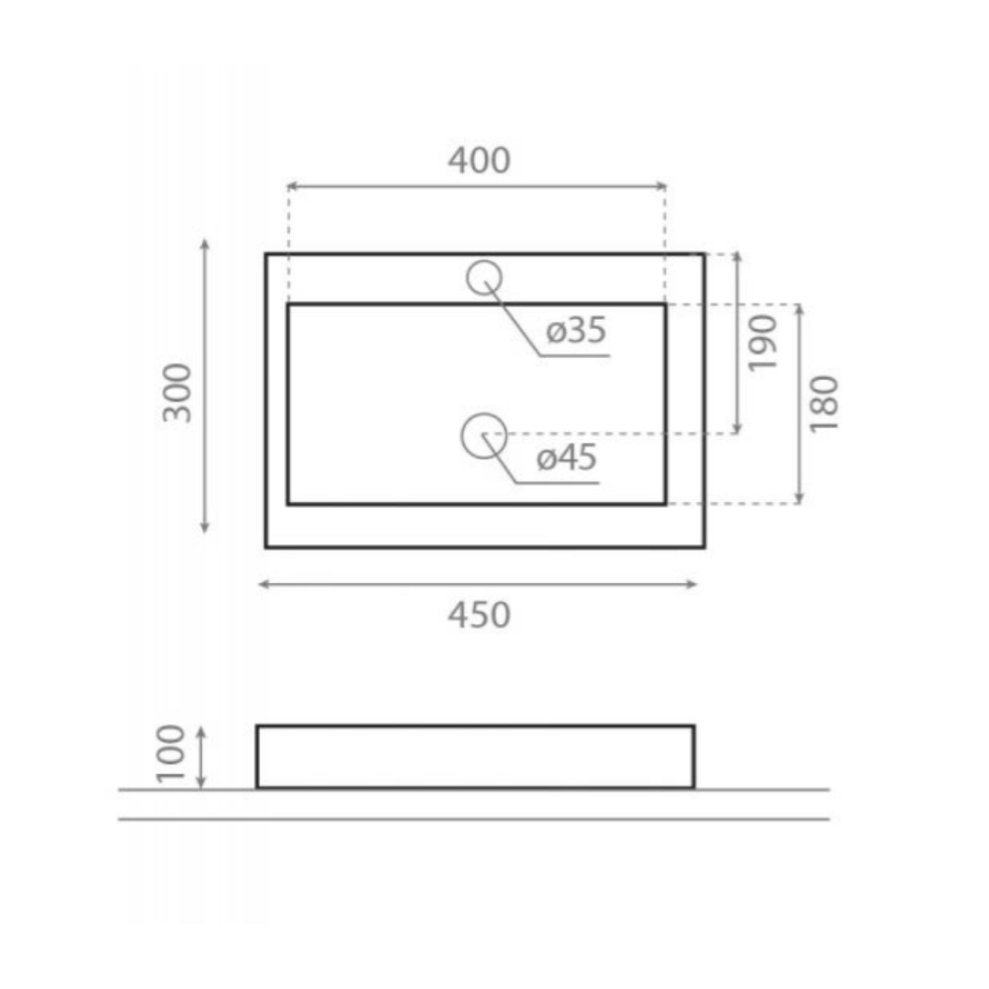 Vasque salle de bain céramique blanc à poser 1 bac 450x300