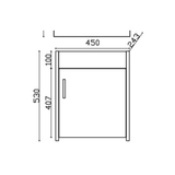 Meuble vasque salle de bain lave main céramique blanc et chêne JAMES 1 bac 500x450