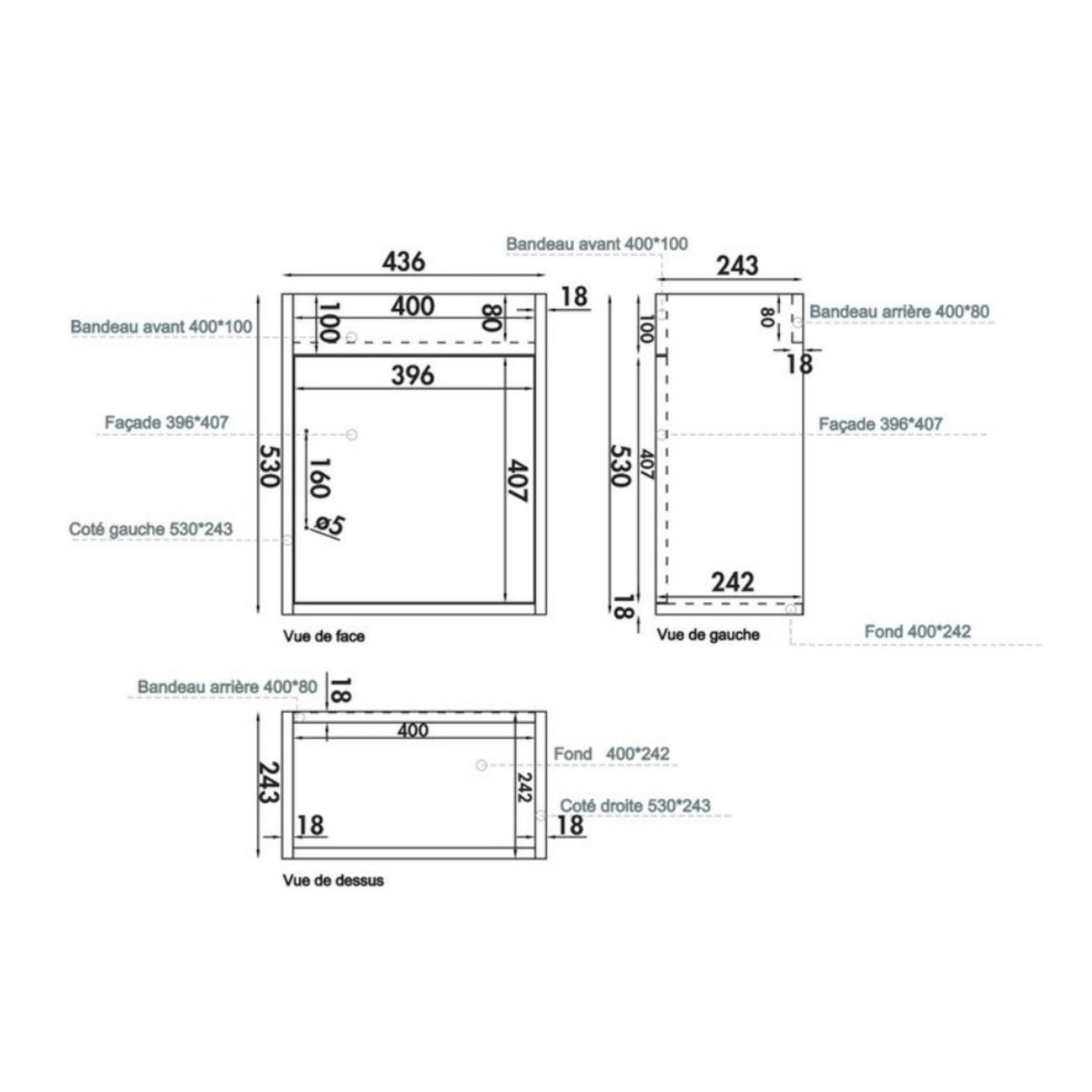 Meuble vasque salle de bain lave main céramique blanc et chêne JAMES 1 bac 500x450