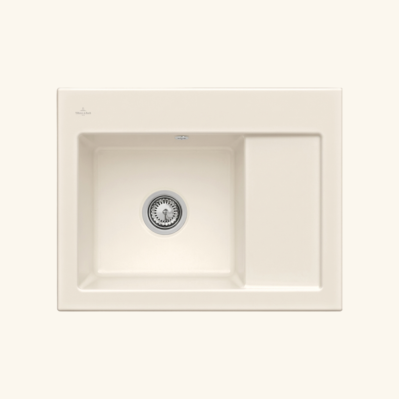 Evier céramique beige ivoire & Boch SUBWAY COMPACT 1 bac égouttoir droite