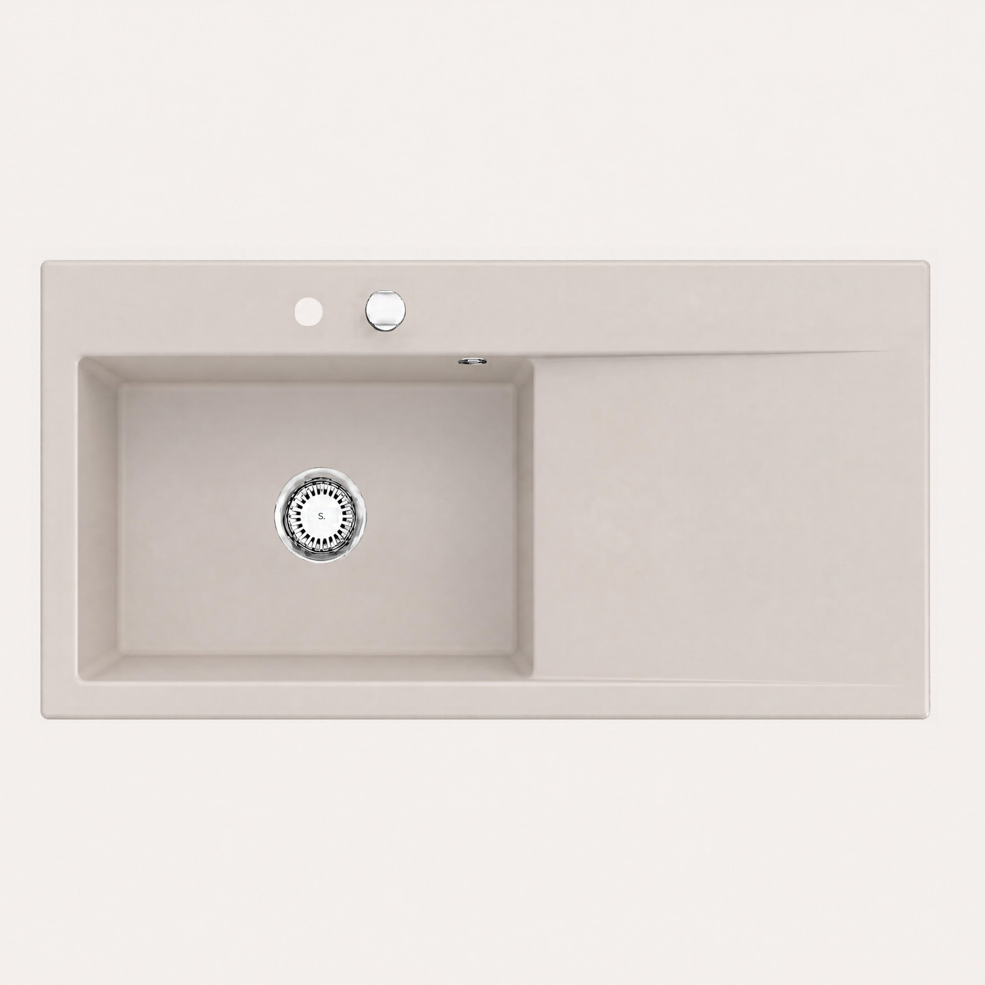 Evier céramique beige Almond Villeroy & Boch SUBWAY 60XL 1 grand bac - égouttoir droite