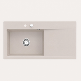 Evier céramique beige Almond Villeroy & Boch SUBWAY 60XL 1 grand bac - égouttoir droite